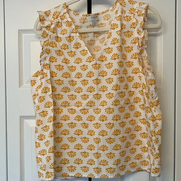 J. Crew Yellow Shell Print Blouse - Picture 8 of 8